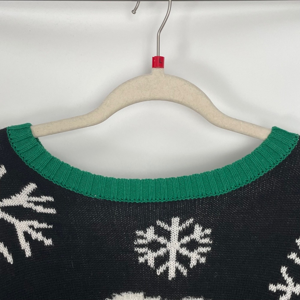 Ugly Christmas Polar Bear Snowflake Holiday Party Knit Crew Neck Sweater Medium - Picture 6 of 10